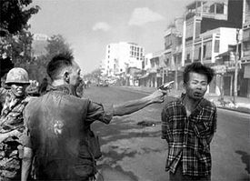 Eddie Adams's Pulitzer Prize-winning photo of General Nguyen Ngoc Loan executing Nguyen Van Lem, a Viet Cong officer on February 1, 1968.