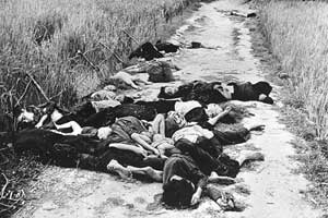 On the morning of March 16, 1968, American soldiers form
Charlie Company came into the village of My Lai and massacred as many as 500 unarmed civilians - including women, children, babies, and elderly Vietnamese.